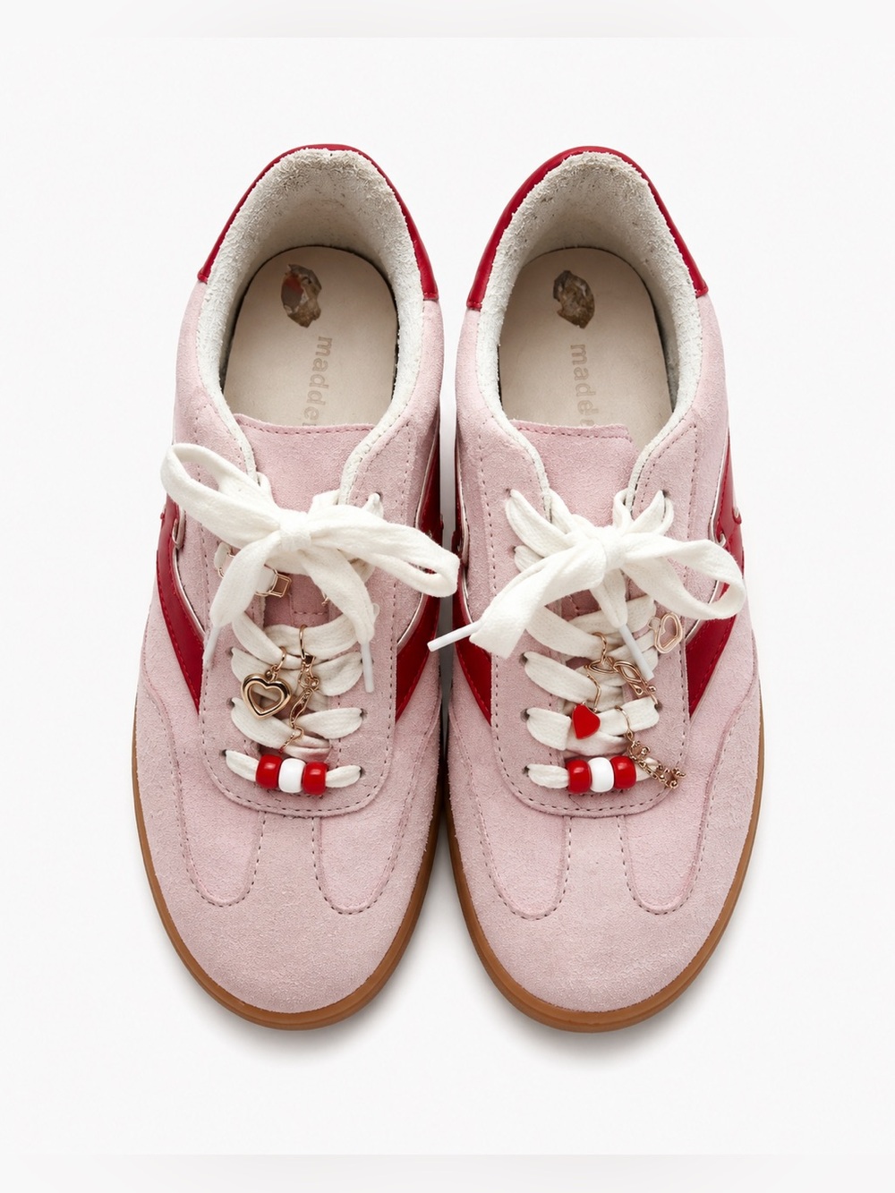 Madden Girl Pink Suede Platform Sneakers Red Stripe Lace-Up Casual Shoes Size 6M